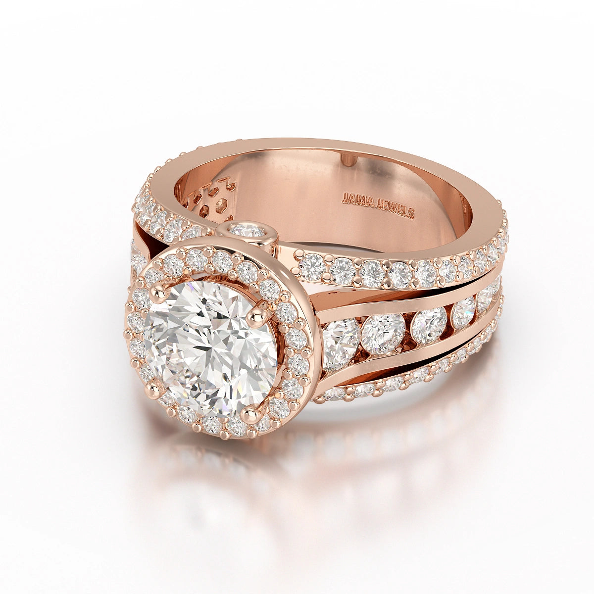 3.78 CT Round Cut Halo Lab Diamond Ring