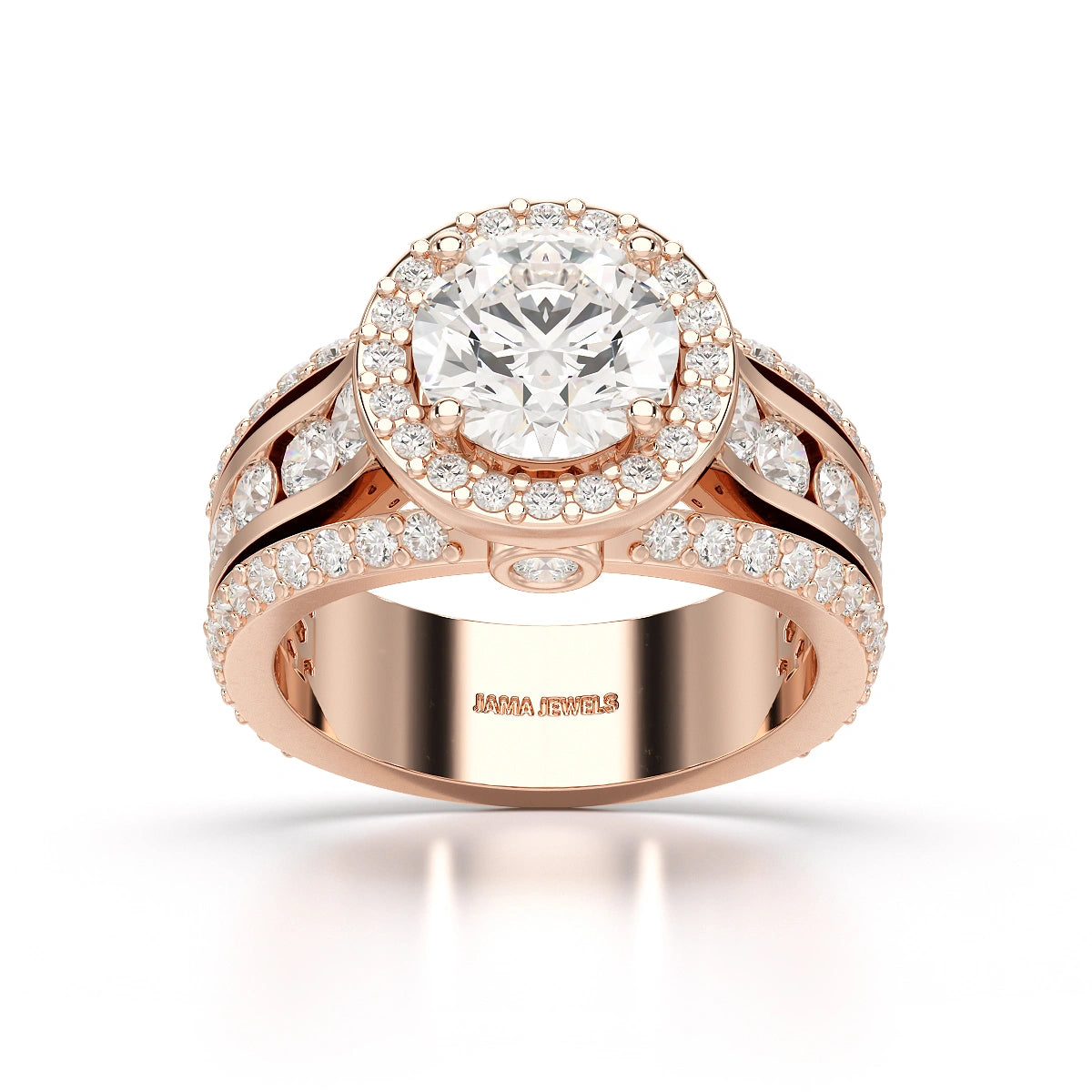 3.78 CT Round Cut Halo Lab Diamond Ring