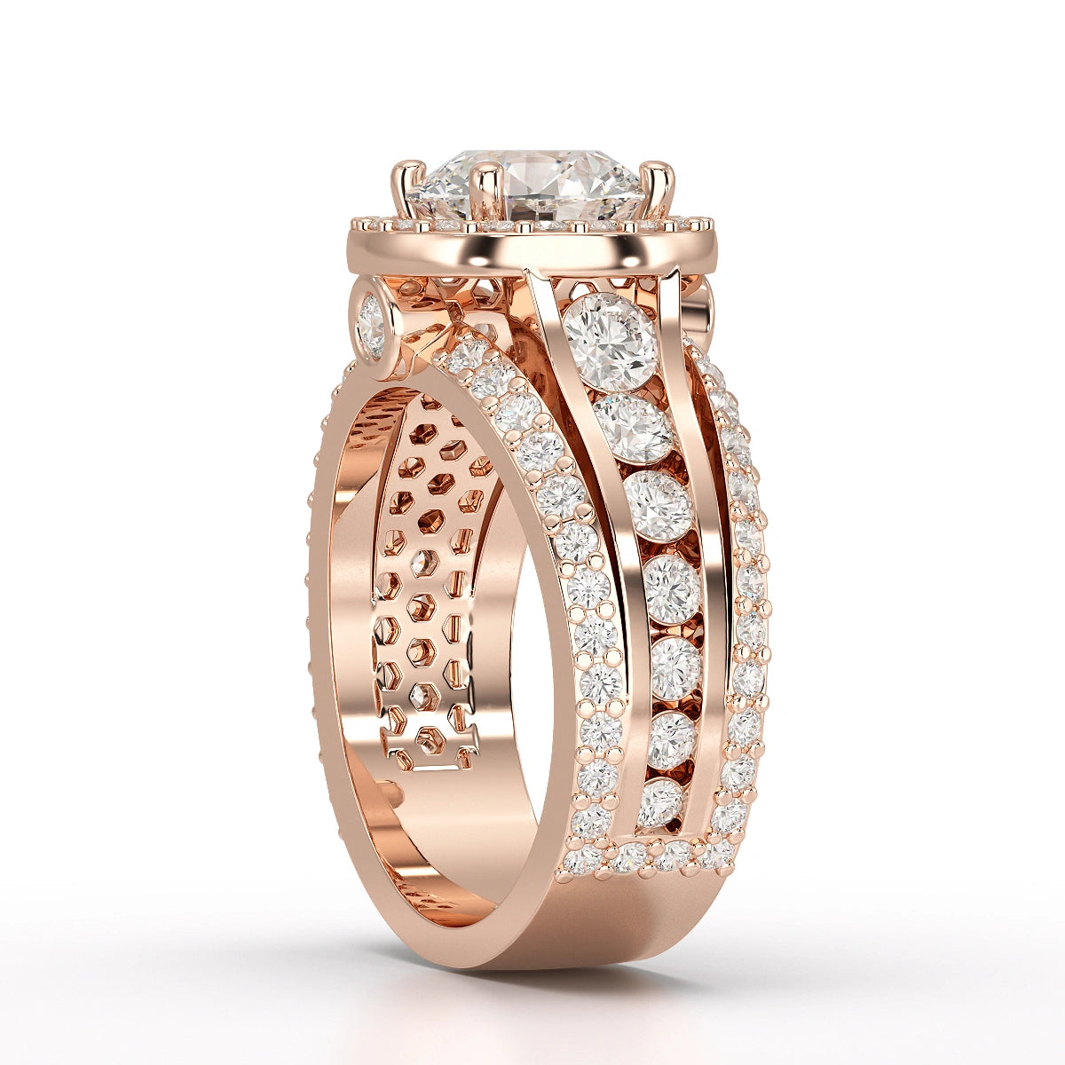 3.78 CT Round Cut Halo Lab Diamond Ring