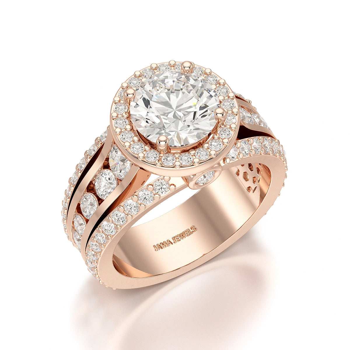 3.78 CT Round Cut Halo Lab Diamond Ring