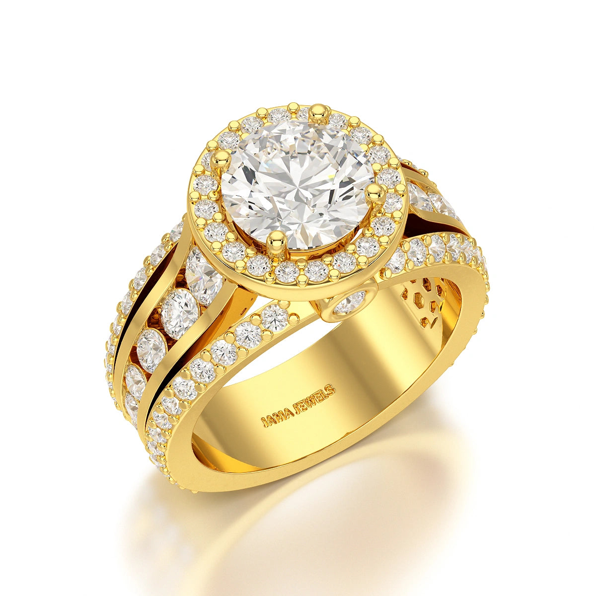 3.78 CT Round Cut Halo Lab Diamond Ring