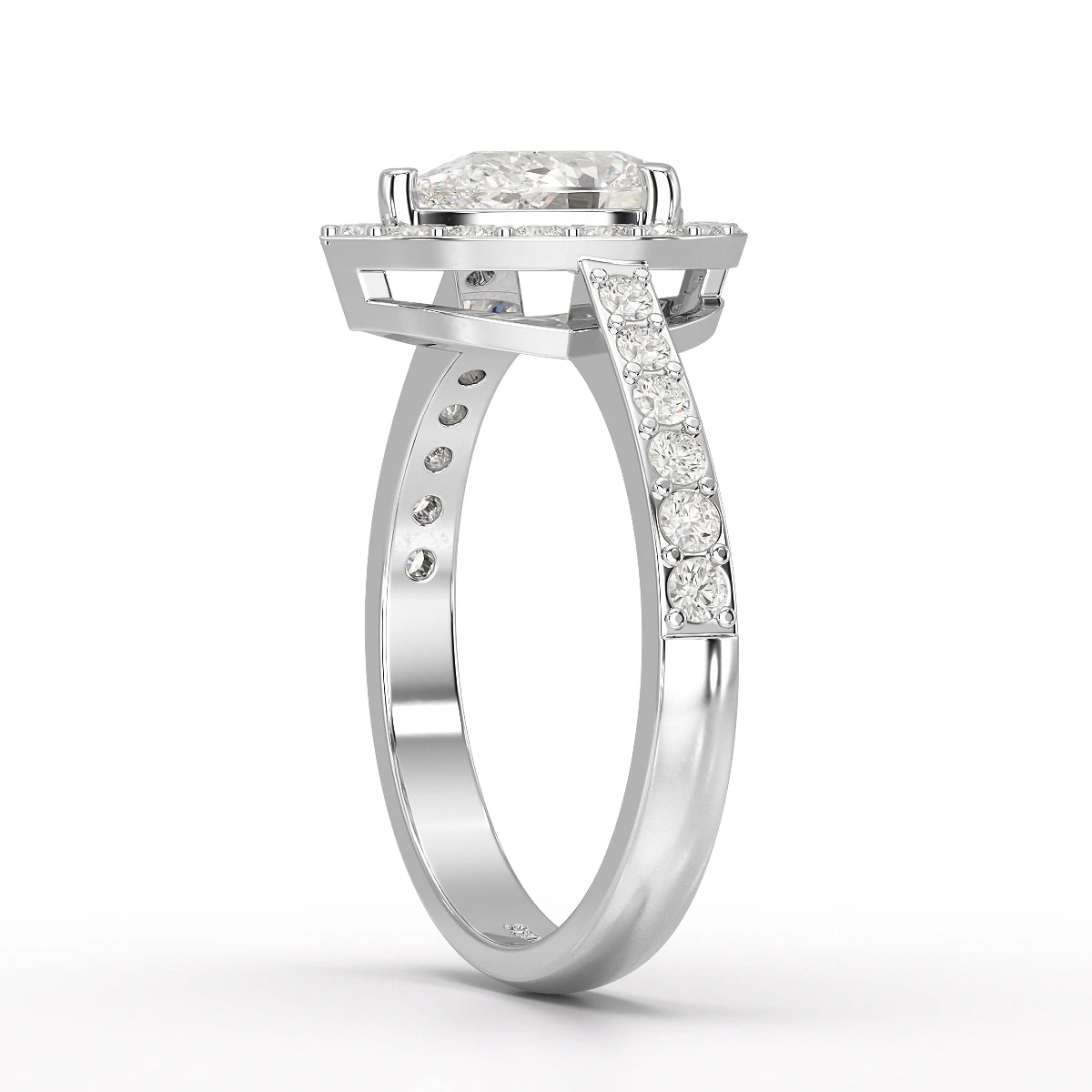 2.24 CT Pear Cut Halo Lab Diamond Ring