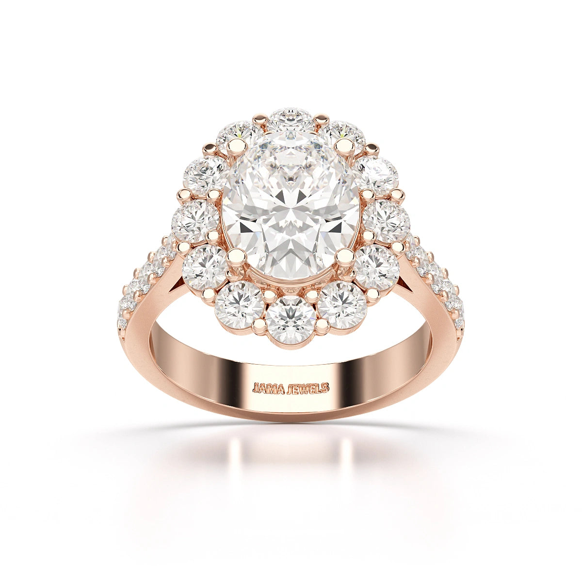 4 CT Oval Cut Halo Lab Diamond Ring