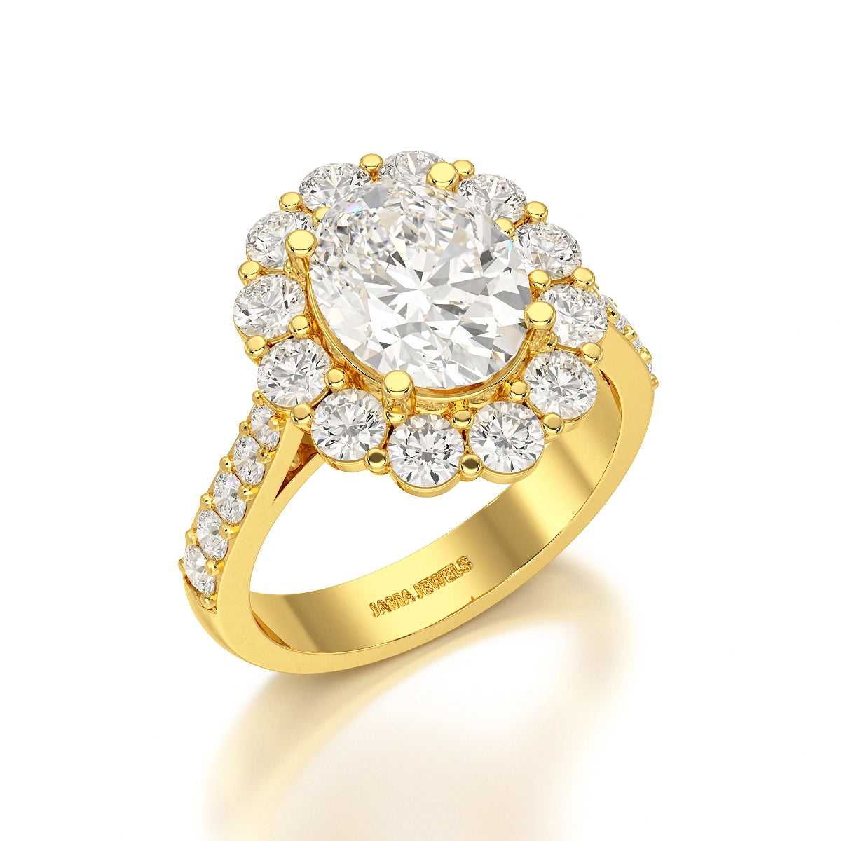 4 CT Oval Cut Halo Lab Diamond Ring