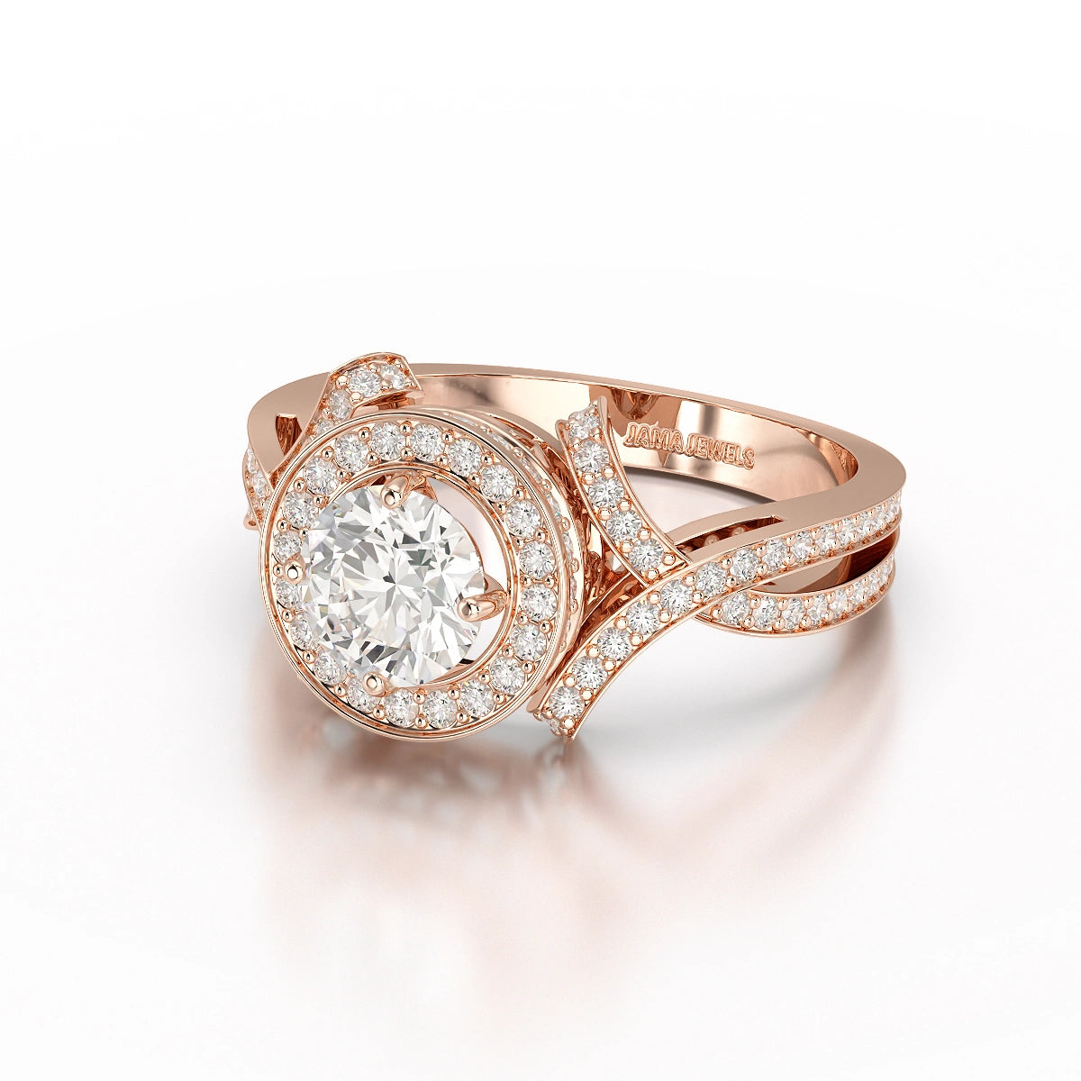 1.9 CT Round Cut Solitaire Halo Lab Diamond Ring