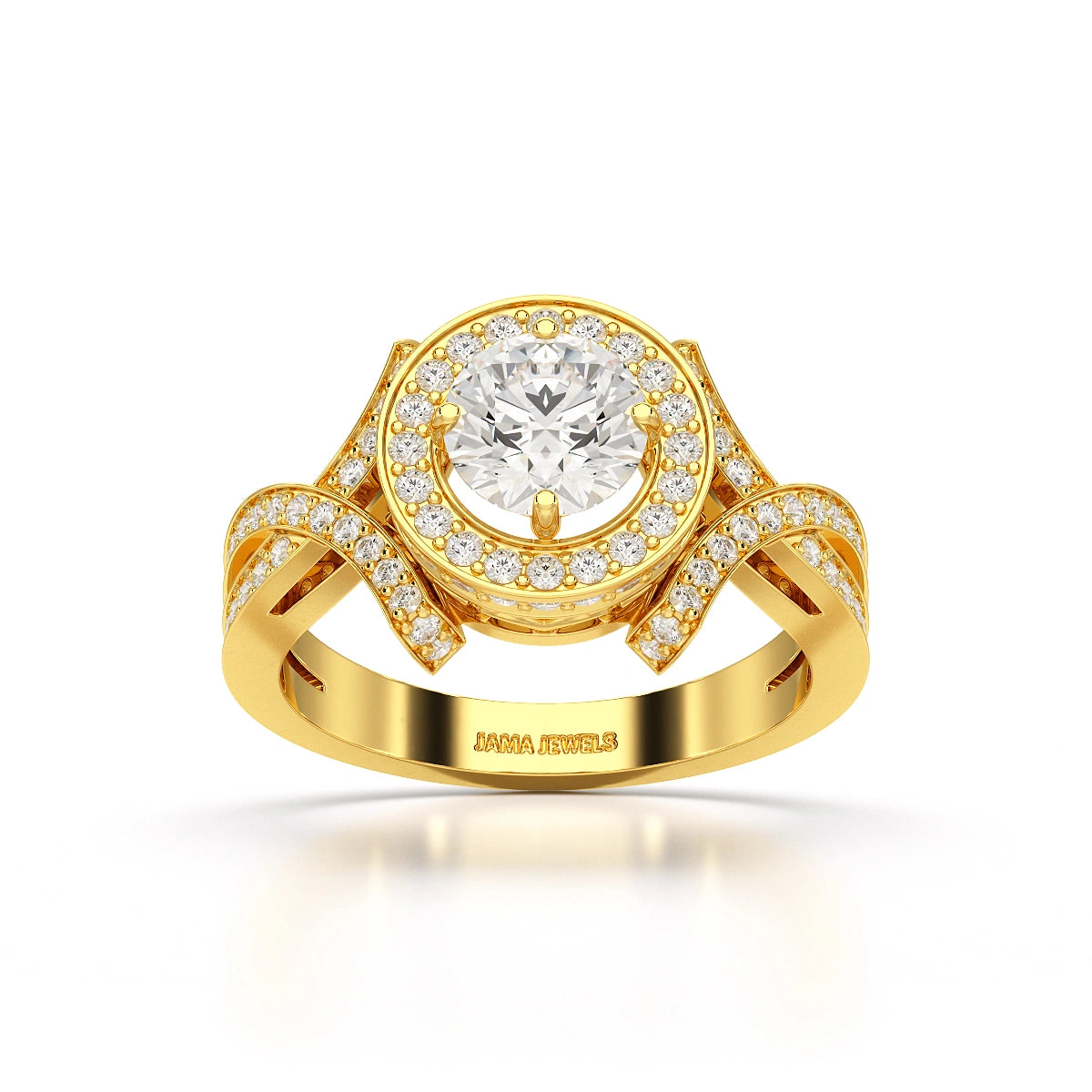 1.9 CT Round Cut Solitaire Halo Lab Diamond Ring