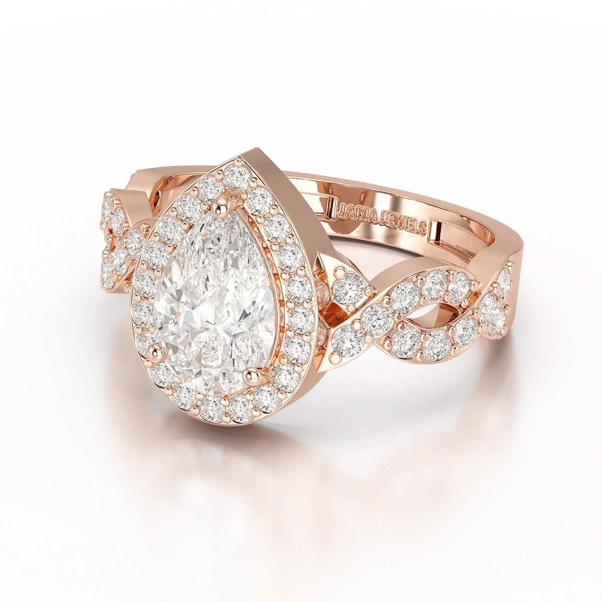 2.04 CT Pear Cut Halo Lab Diamond Ring