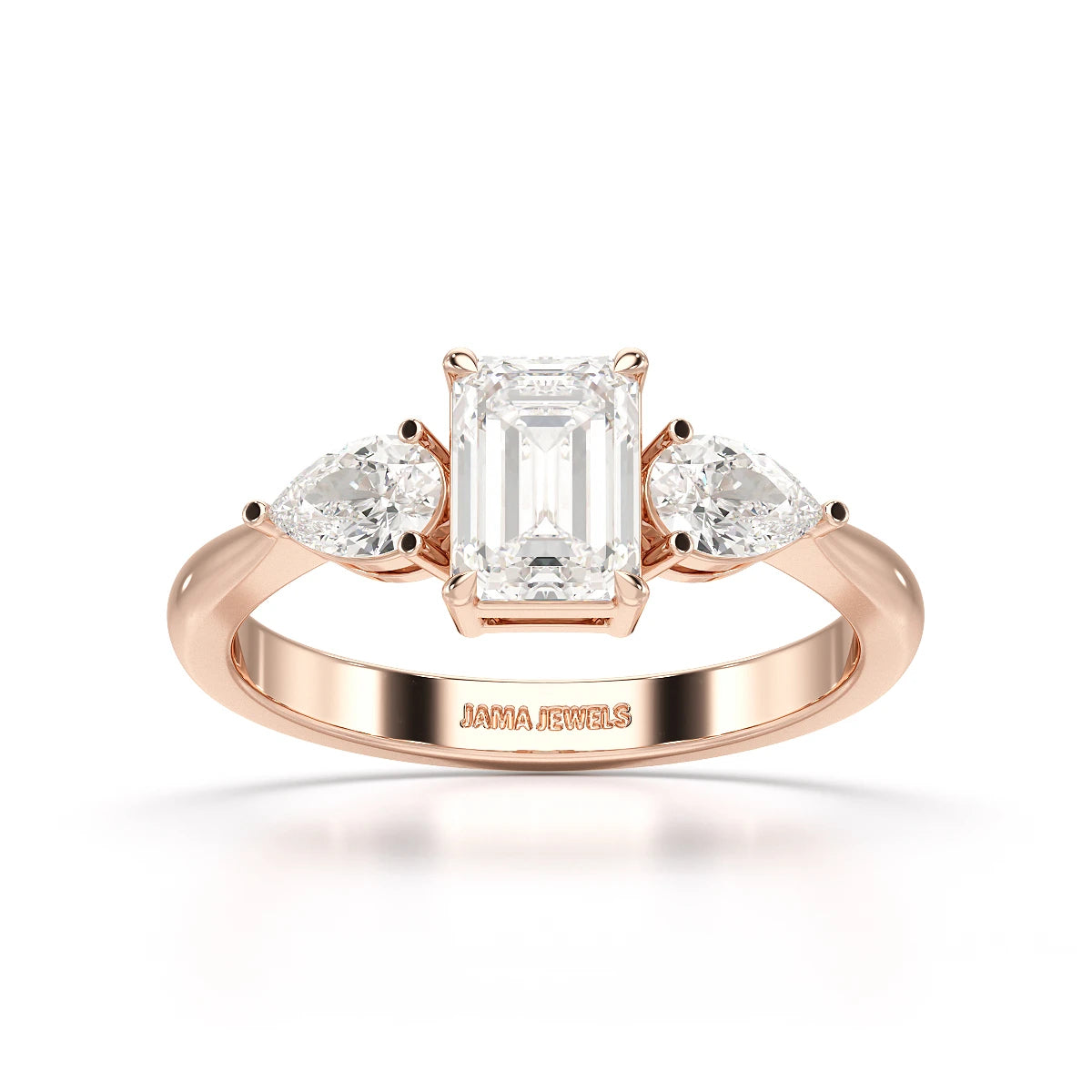 1.4 CT Three Stone Emerald/Pear Cut Lab Diamond Ring