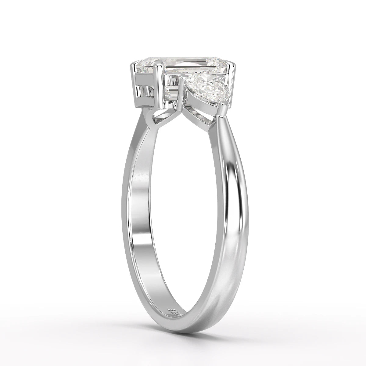 1.4 CT Three Stone Emerald/Pear Cut Lab Diamond Ring