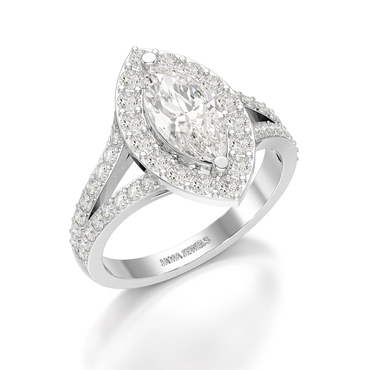 1.83 CT Marquis Cut Halo Lab Diamond Ring