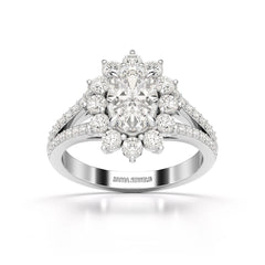 1.94 CT Oval Cut Halo Lab Diamond Ring