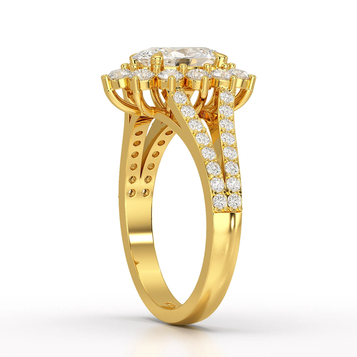 1.94 CT Oval Cut Halo Lab Diamond Ring