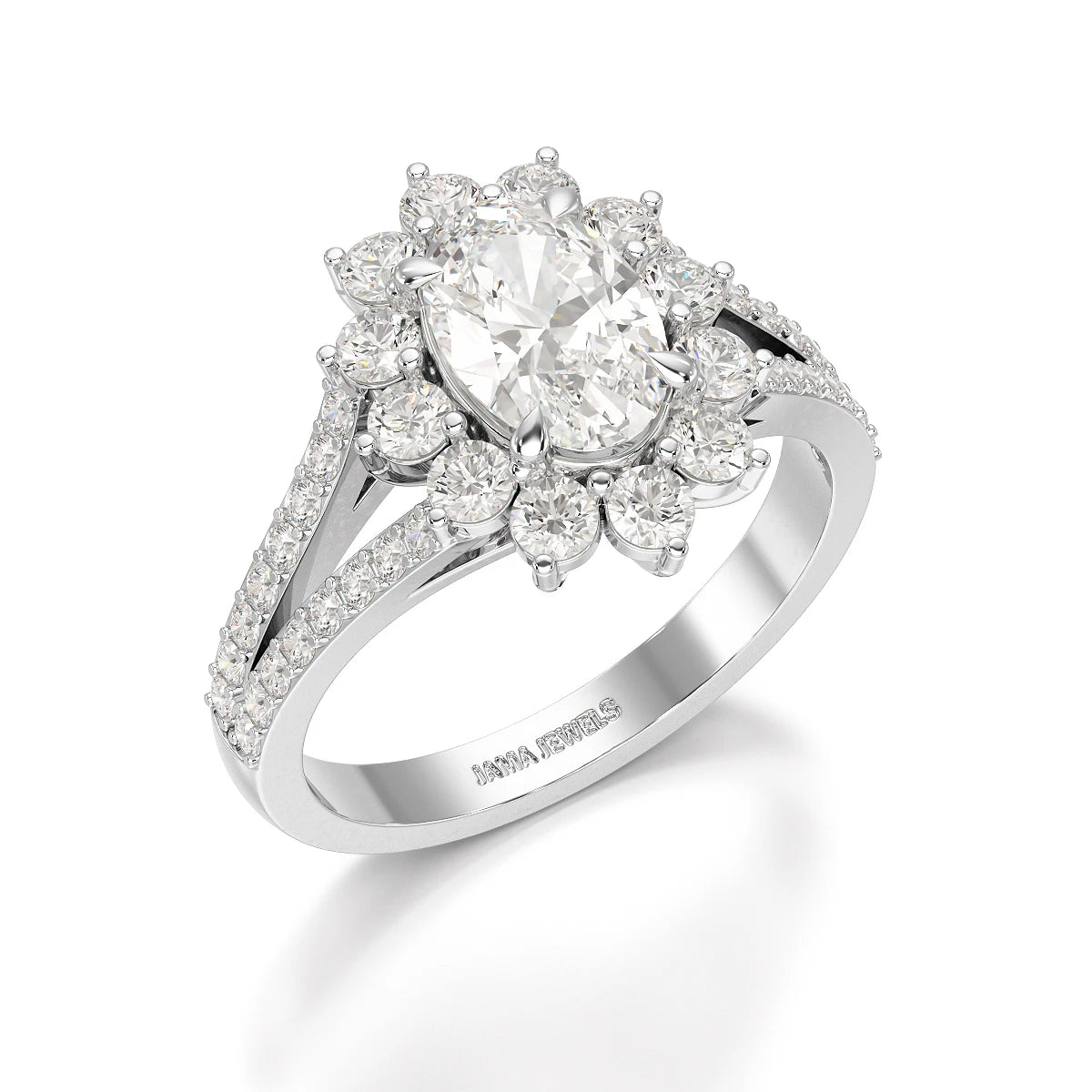 1.94 CT Oval Cut Halo Lab Diamond Ring