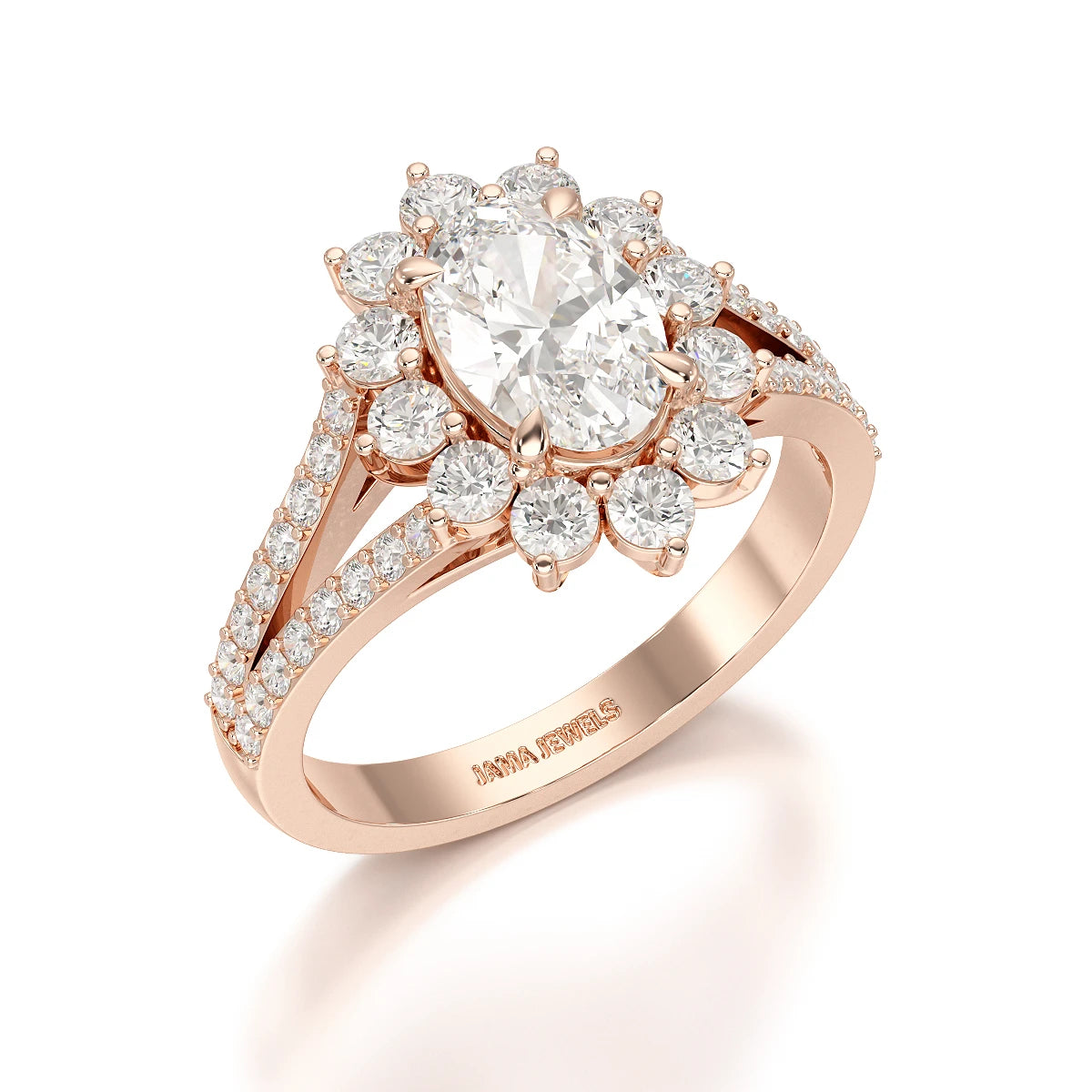 1.94 CT Oval Cut Halo Lab Diamond Ring