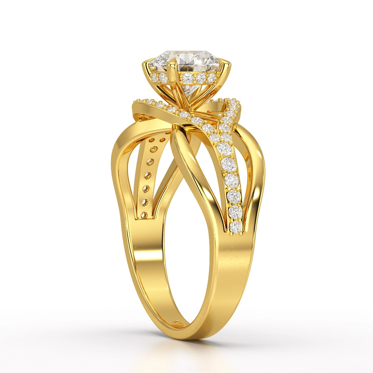 1.35 CT Layered Round Cut Lab Diamond Ring