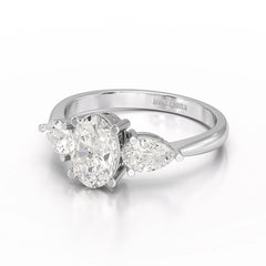 2.1 CT Oval Cut Three Stone Lab Diamond Ring