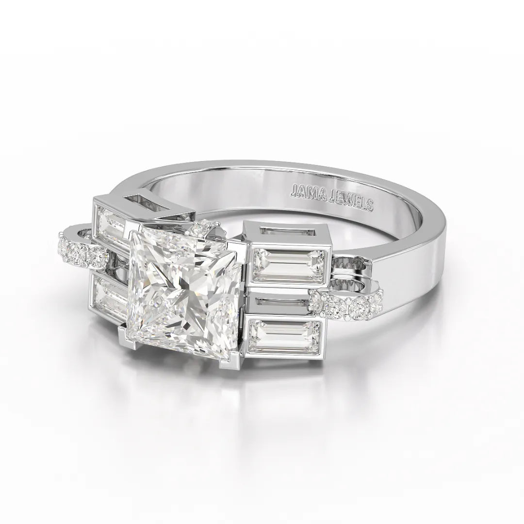 2.54 CT Princess Cut Lab Diamond Ring