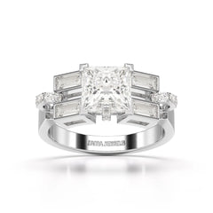 2.54 CT Princess Cut Lab Diamond Ring