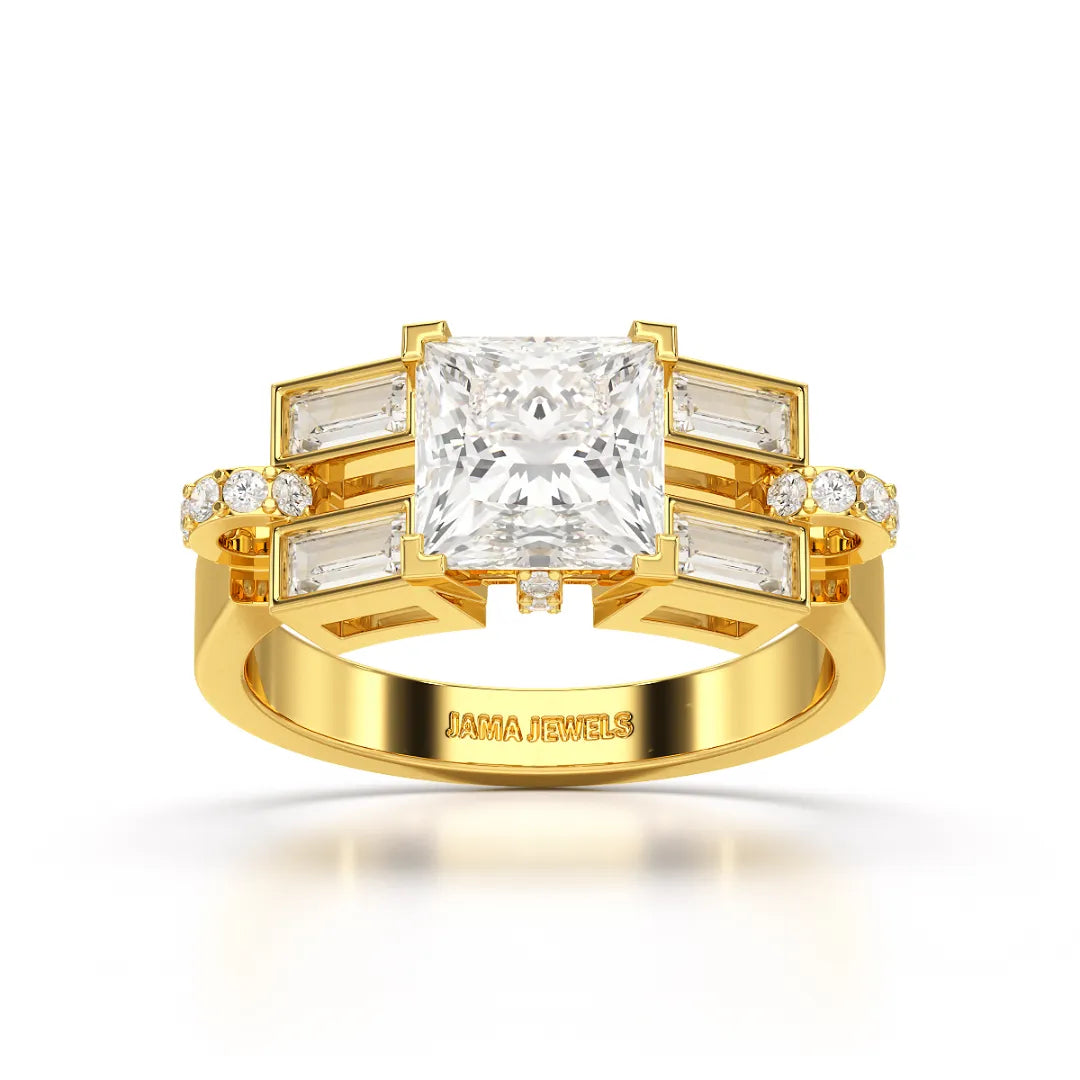 2.54 CT Princess Cut Lab Diamond Ring