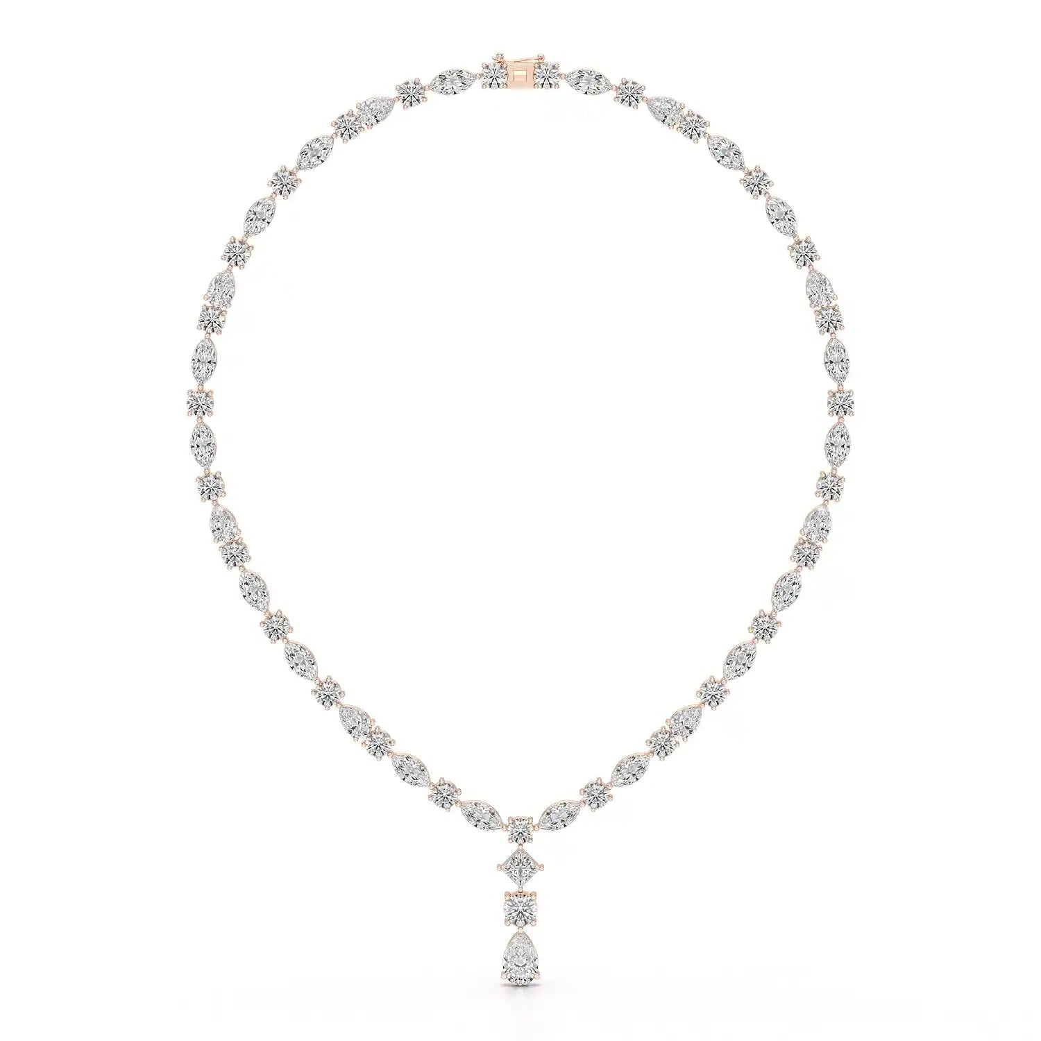 36.46 CT Lab Diamond Round Marquise Necklace