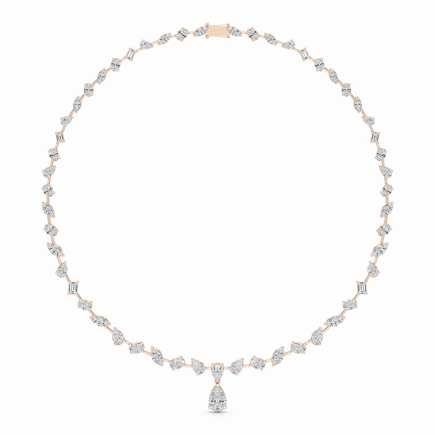 20.83 CT Lab Diamond Pear Cut Emerald Necklace