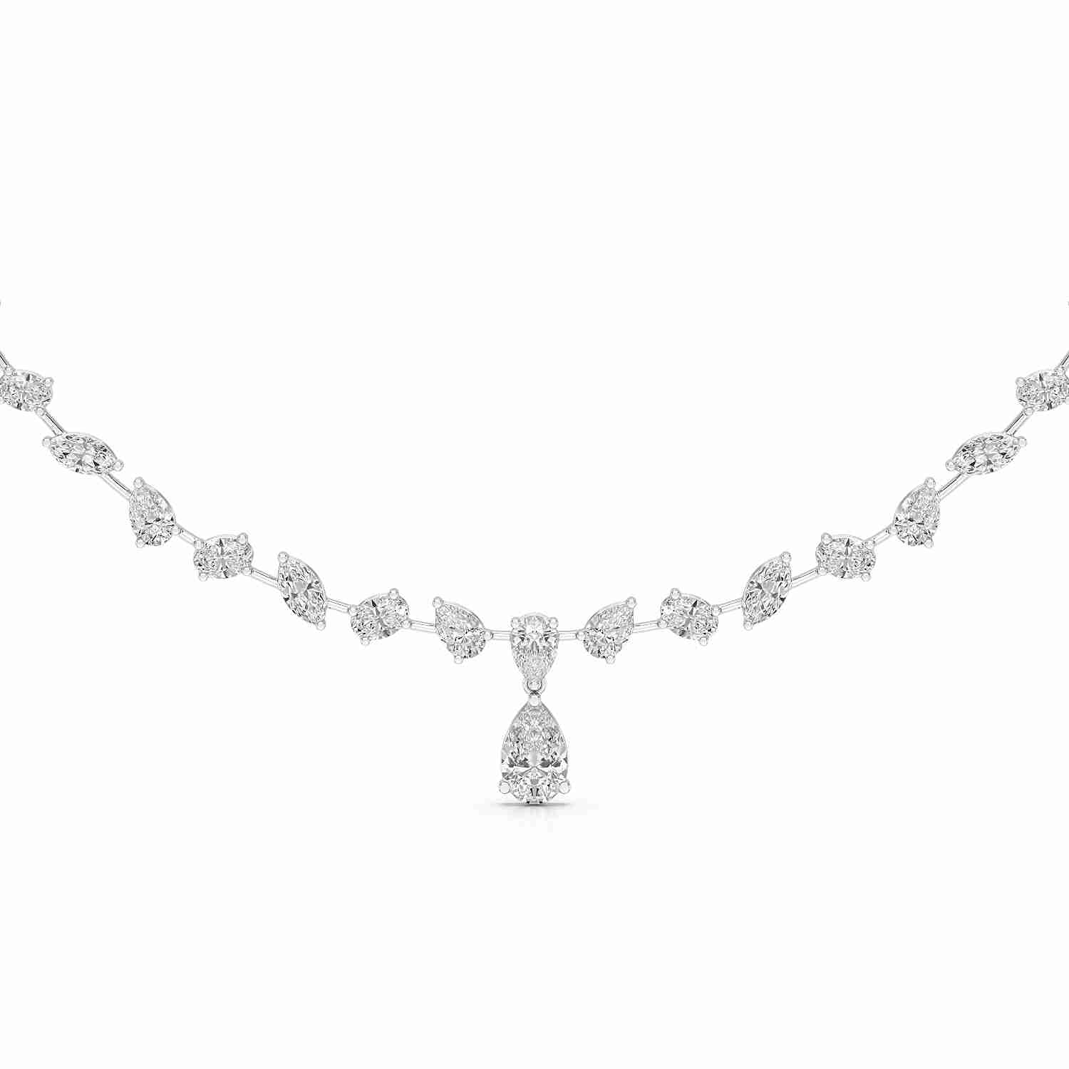 20.83 CT Lab Diamond Pear Cut Emerald Necklace