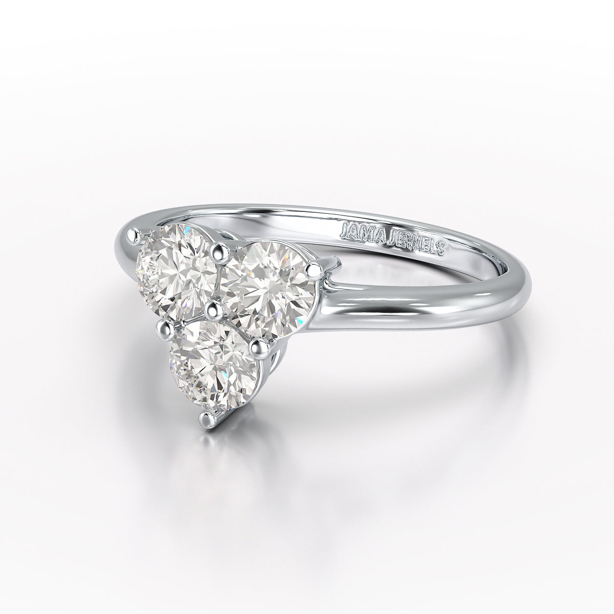 3 Stone Triangle Cut 1.03 CT Lab Diamond Engagement Ring - Jama Jewels 