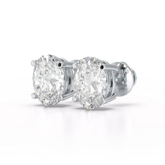 1 CT Oval Pair Solitaire Lab Diamond Stud Earrings