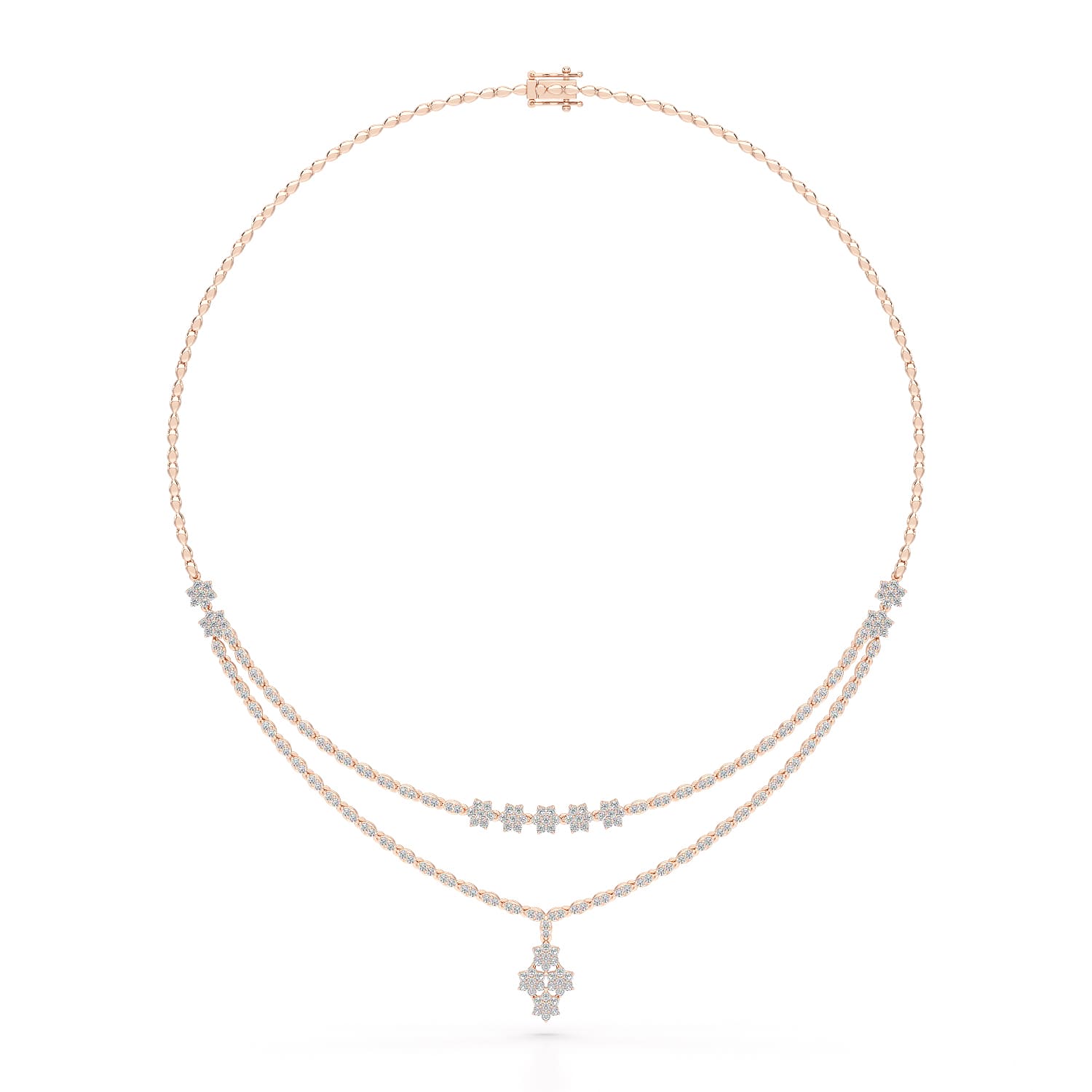 Lab Diamond 2.9 CT Two Layered Necklace