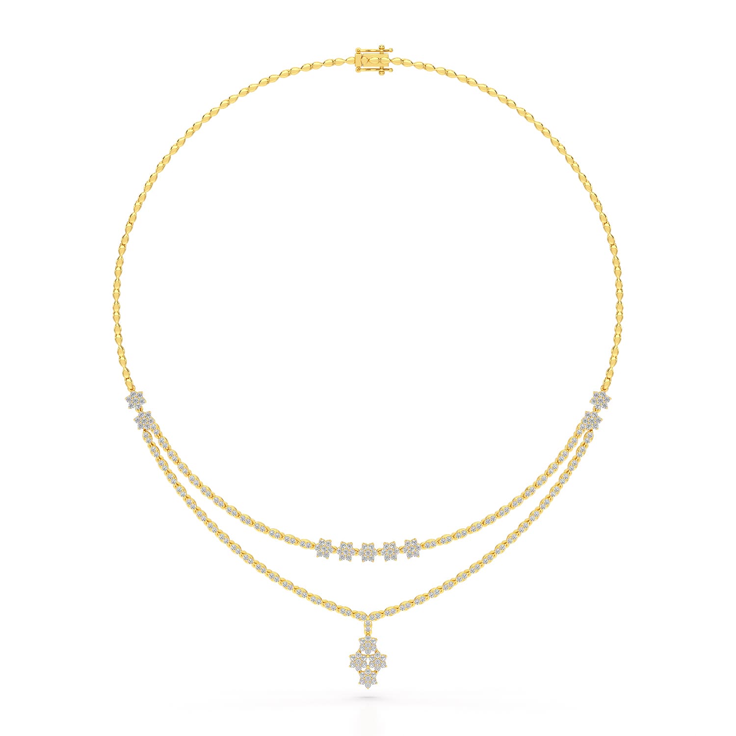 Lab Diamond 2.9 CT Two Layered Necklace