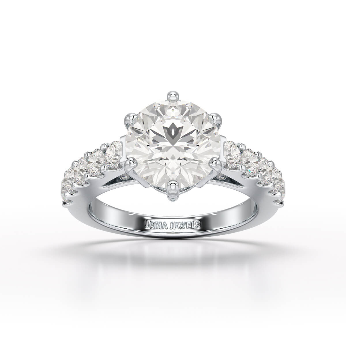 Lab Diamond 3.74 CT Round Cut Wedding Ring - Jama Jewels 