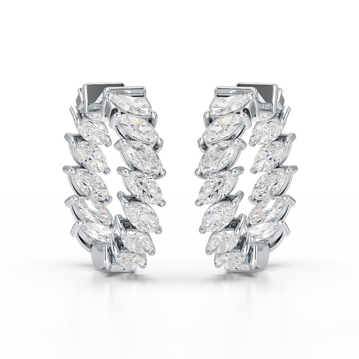 3.4 CT Marquise Cut Lab Diamond Hoop Earrings