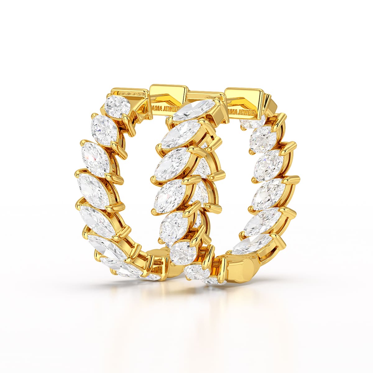 3.4 CT Marquise Cut Lab Diamond Hoop Earrings