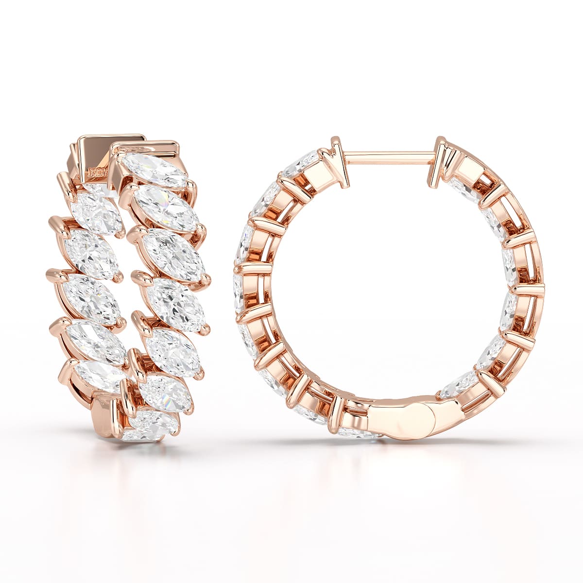 3.4 CT Marquise Cut Lab Diamond Hoop Earrings