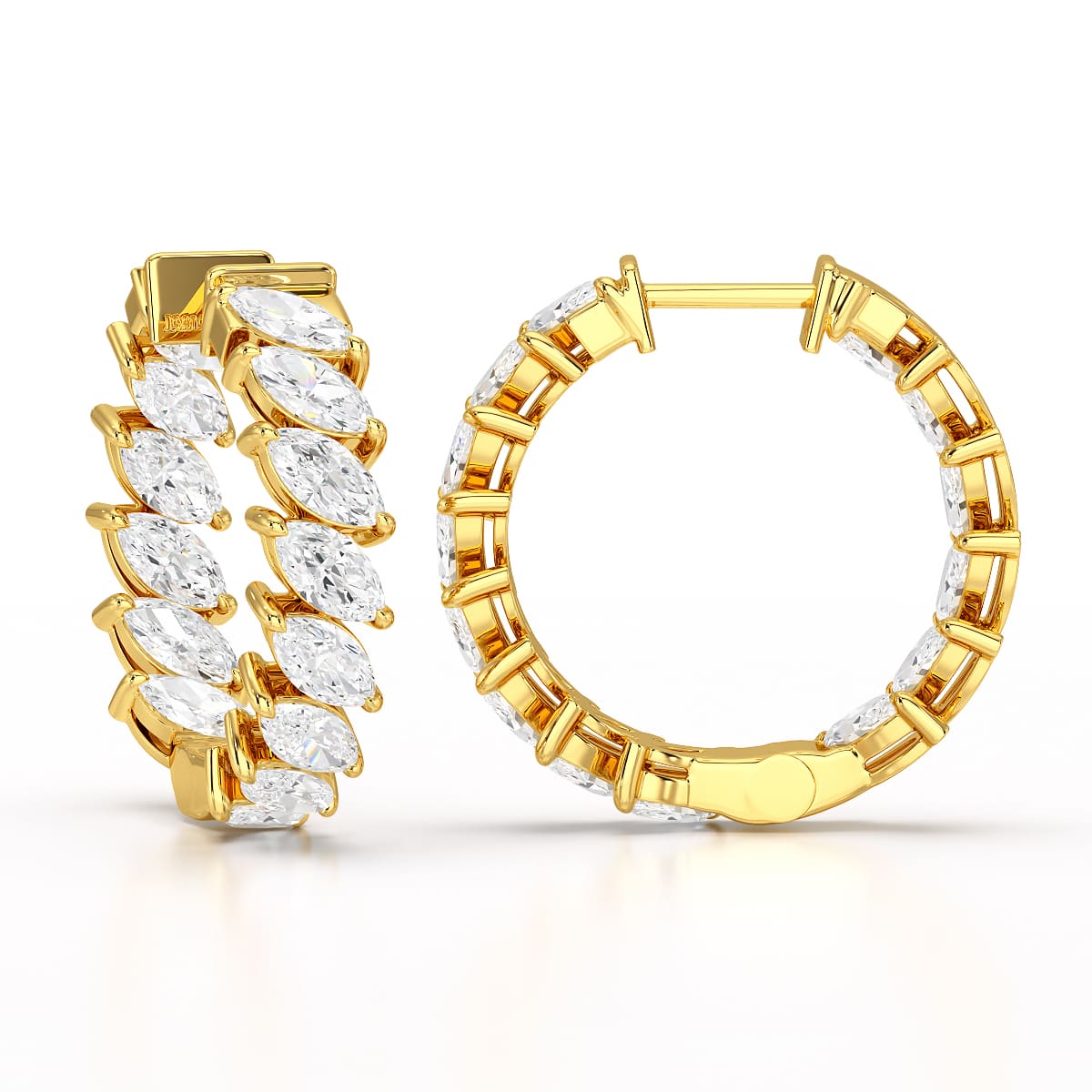 3.4 CT Marquise Cut Lab Diamond Hoop Earrings