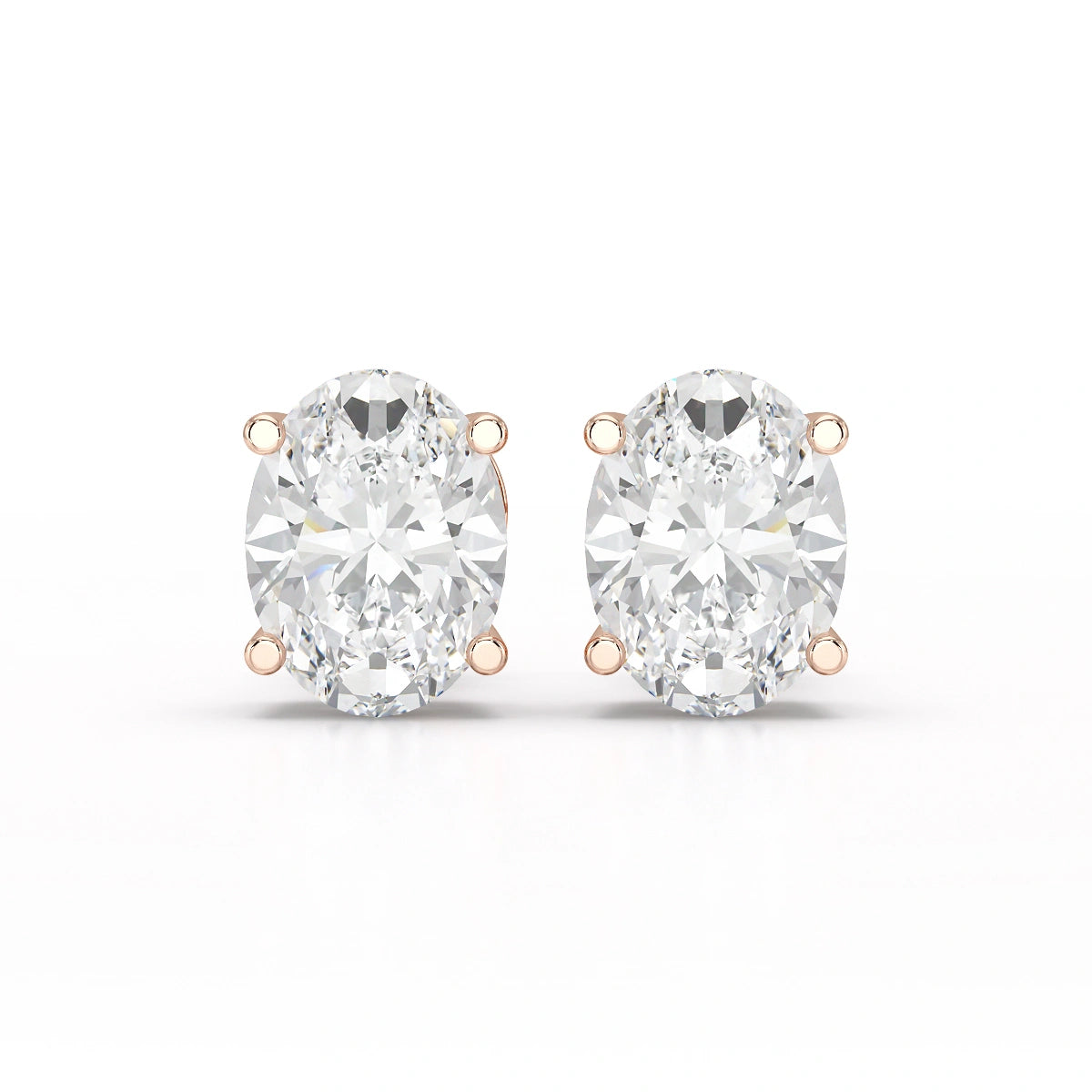 1 CT Oval Pair Solitaire Lab Diamond Stud Earrings