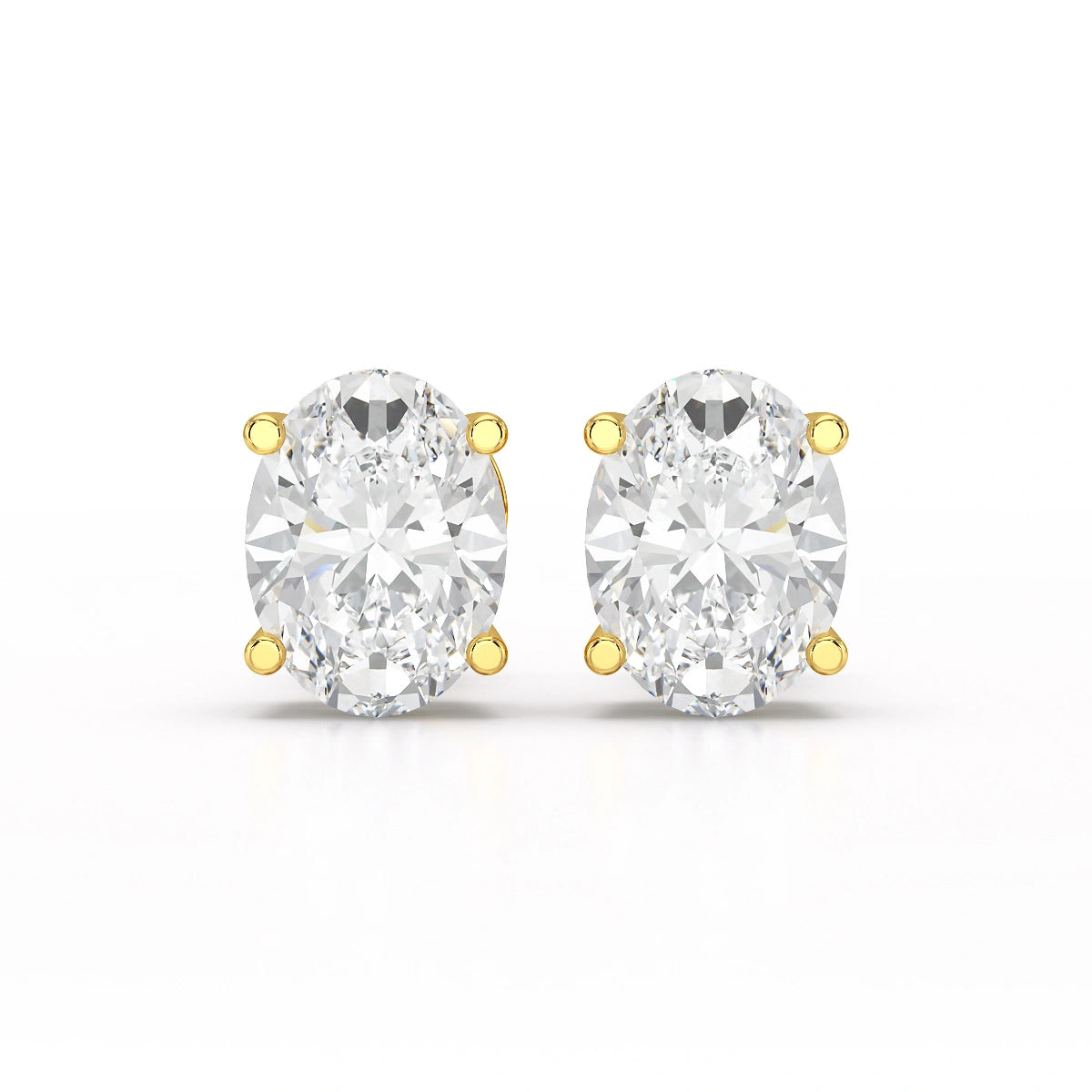 1 CT Oval Pair Solitaire Lab Diamond Stud Earrings