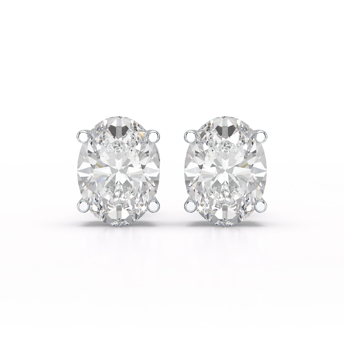 1 CT Oval Pair Solitaire Lab Diamond Stud Earrings