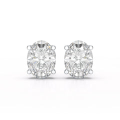 1 CT Oval Pair Solitaire Lab Diamond Stud Earrings