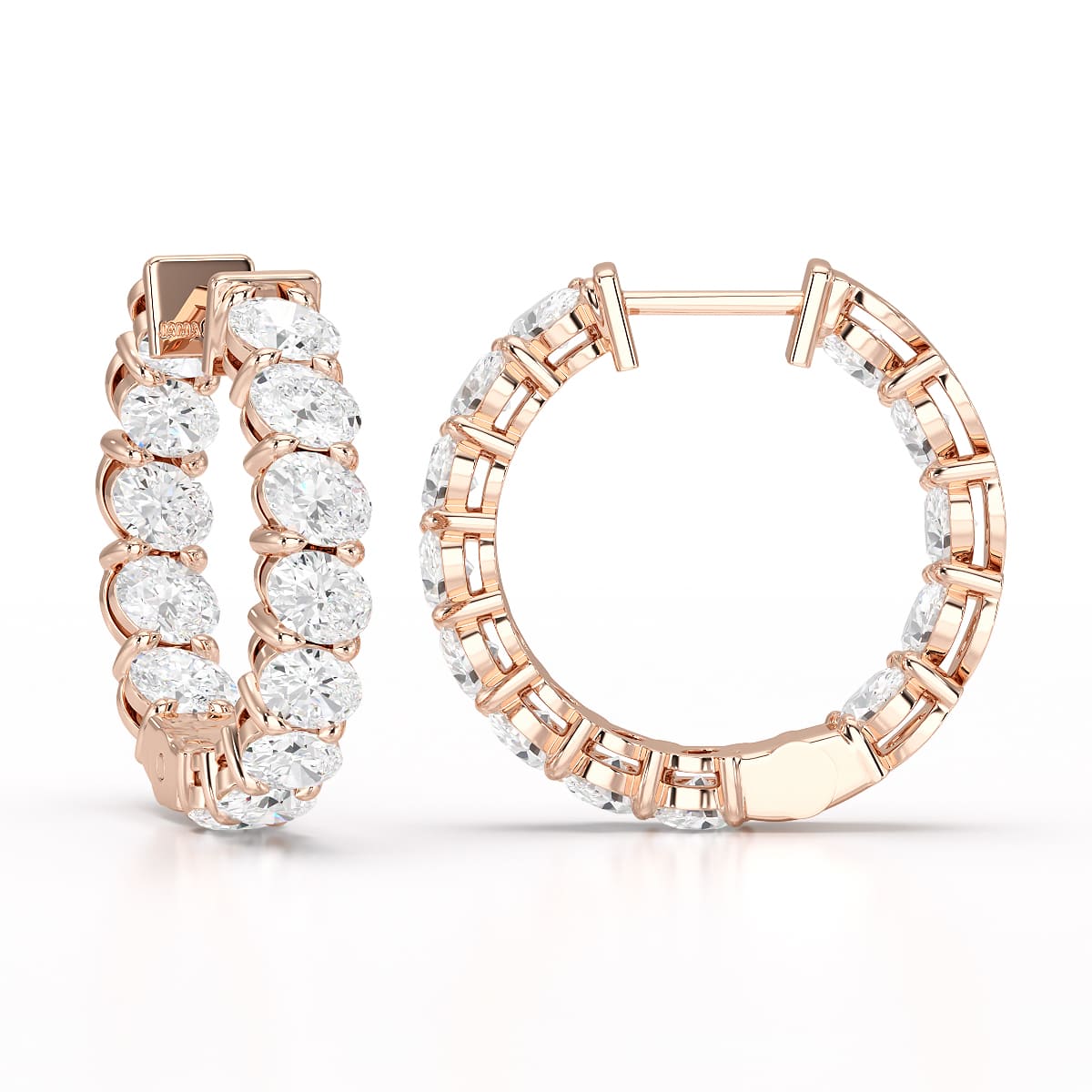 3.9 CT Oval Cut Lab Diamond Hoops Earrings