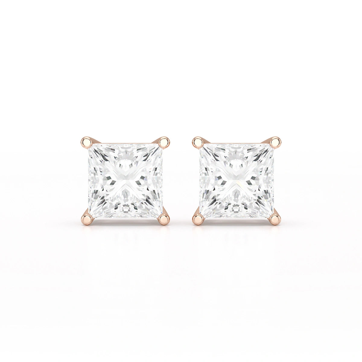 Single Princess Cut Lab Diamond Stud Earrings