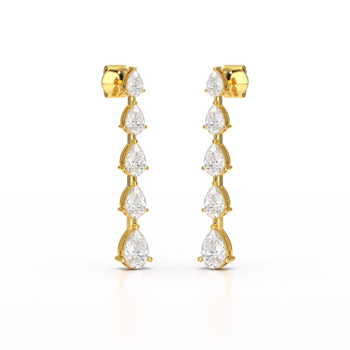 4.02 CT Pear Cut Dangle Drop Lab Diamond Earrings