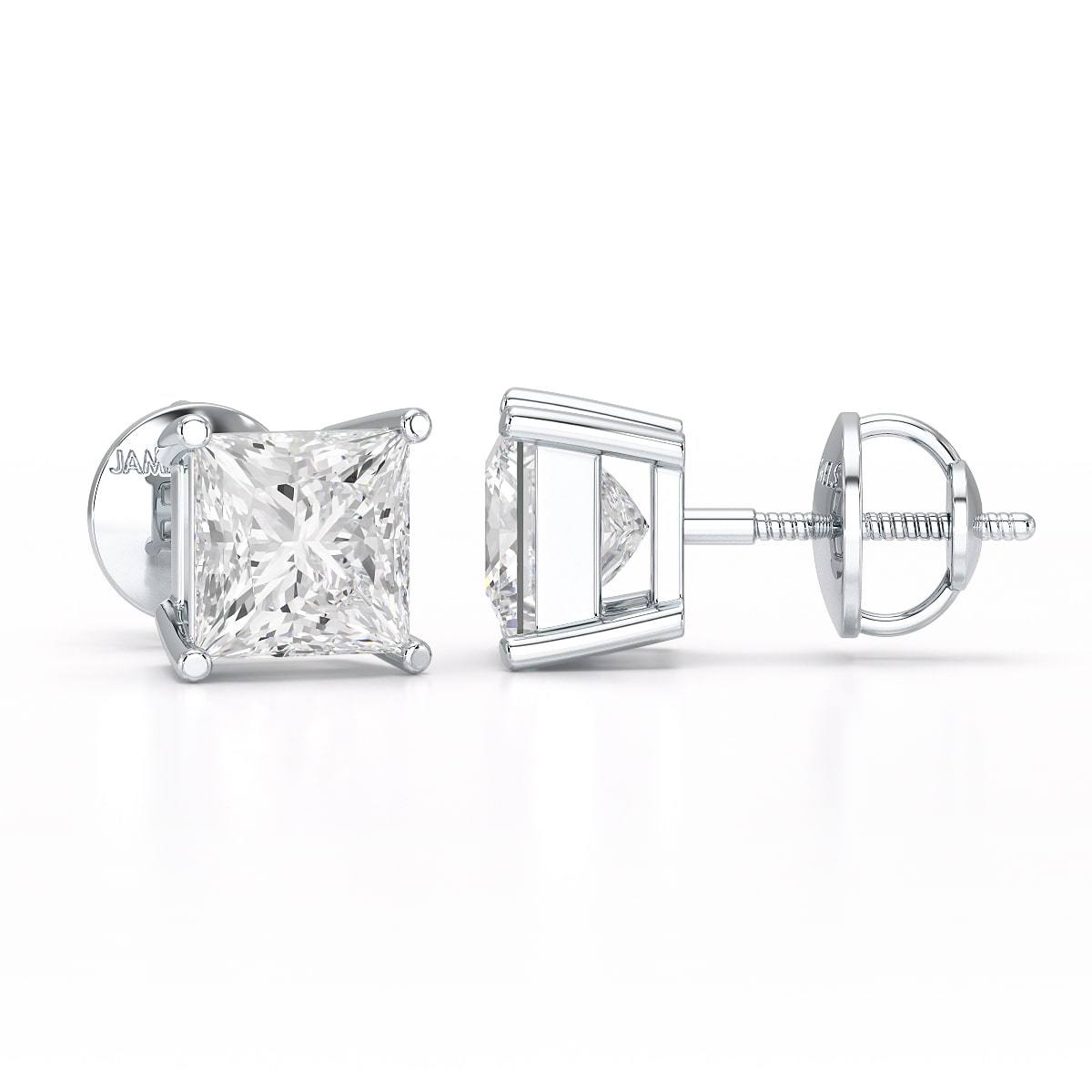 Single Princess Cut Lab Diamond Stud Earrings
