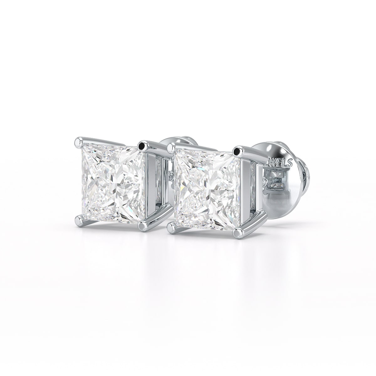 Single Princess Cut Lab Diamond Stud Earrings