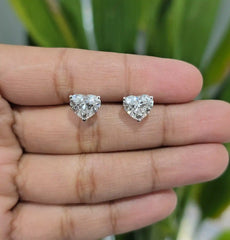 4.10 CT Heart Shape Single Stone Diamond Stud Earring (Ready for Delivery)