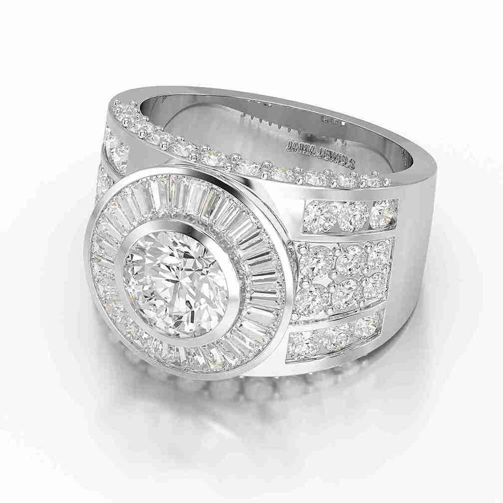 5.75 CT Round Shape Lab Diamond Men's Ring