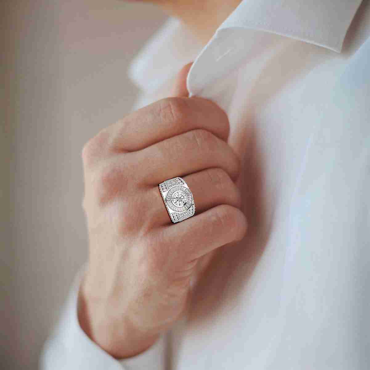 5.75 CT Round Shape Lab Diamond Men's Ring