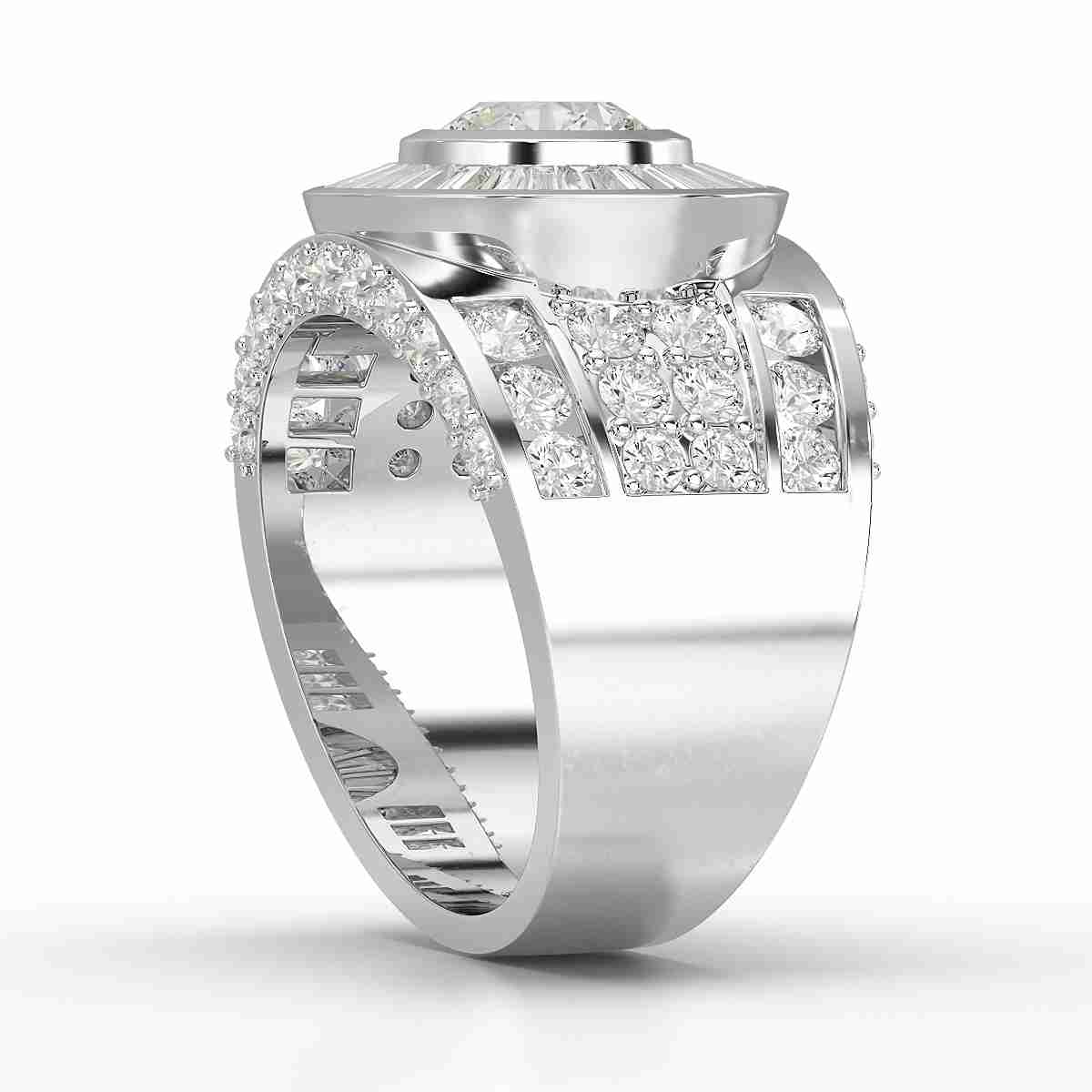 5.75 CT Round Shape Lab Diamond Men's Ring