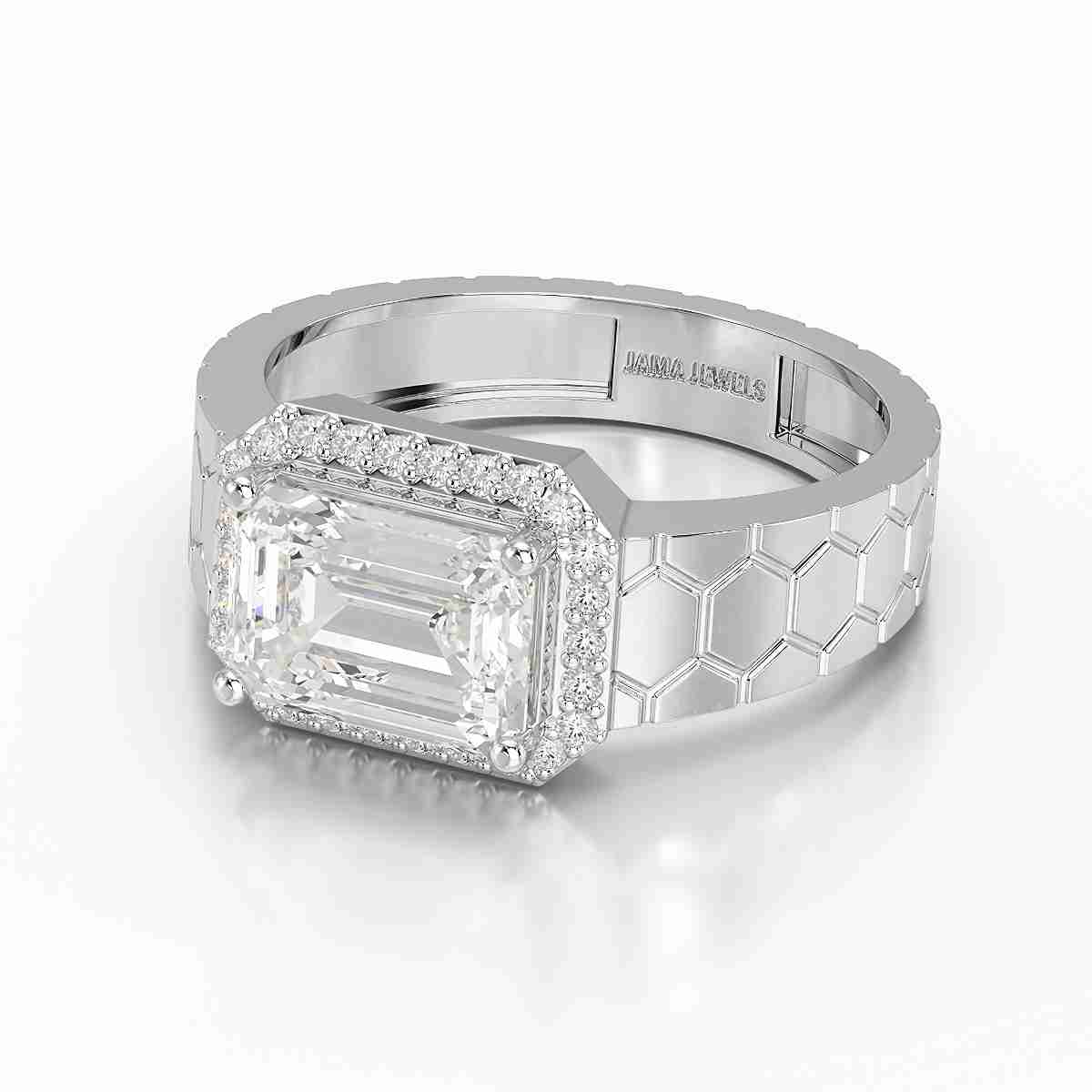 3.23 CT Emerald Cut Lab Diamond Men's Ring