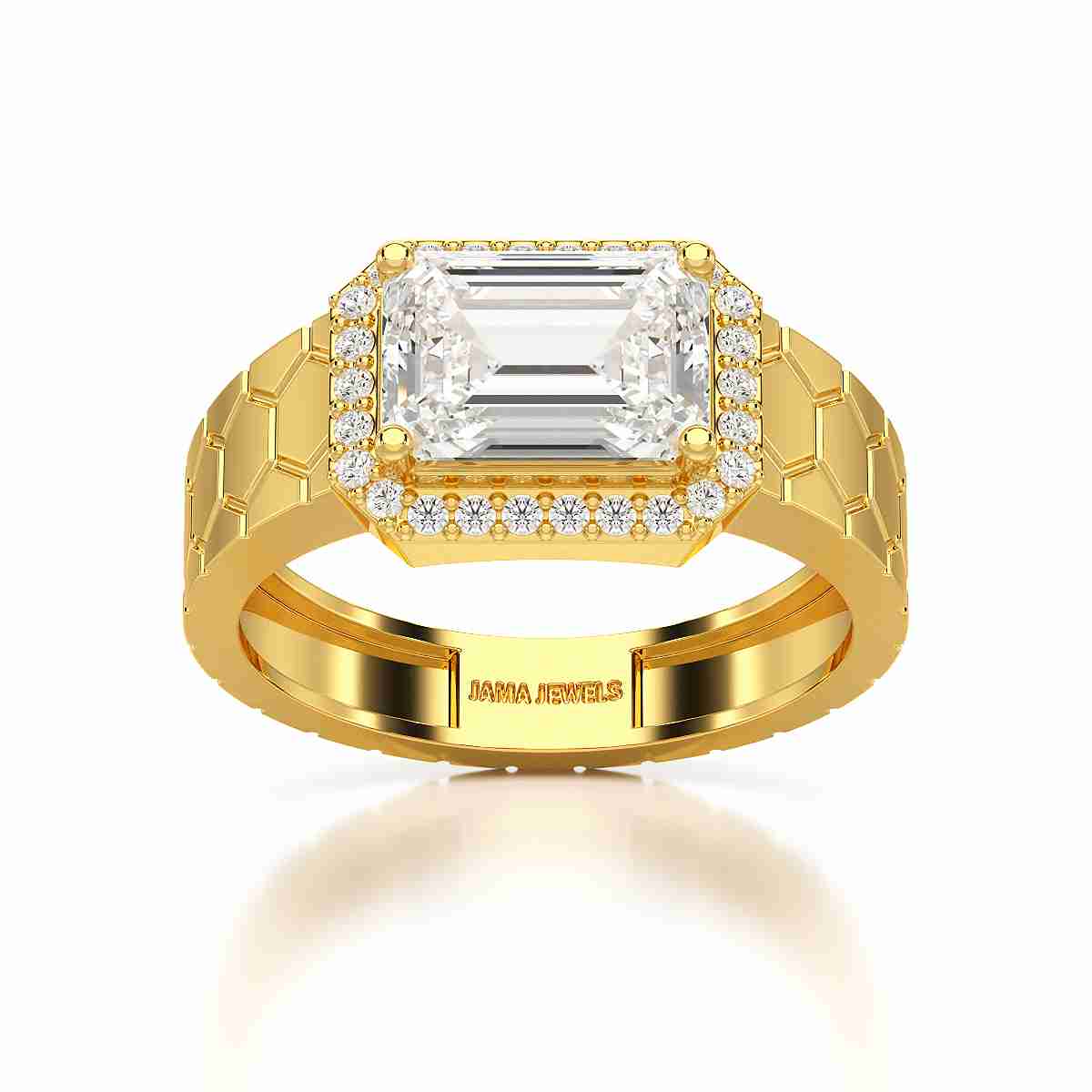 3.23 CT Emerald Cut Lab Diamond Men's Ring